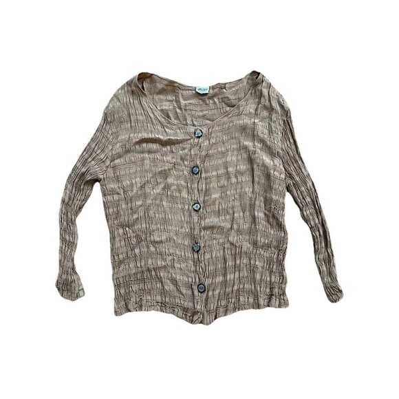 CP Shades Gray Cardigan/Top with Tortoise Shell Buttons USA Made Sz S A000882 - Picture 2 of 8